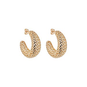 Brinco de argola liso banho em ouro 18k