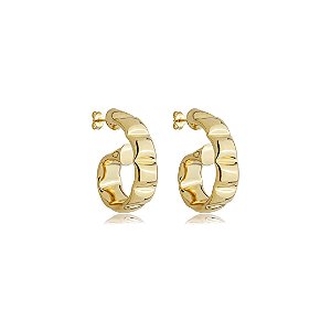 Brinco de argola liso banho em ouro 18k