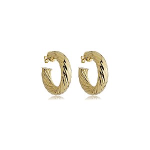Brinco de argola liso banho em ouro 18k