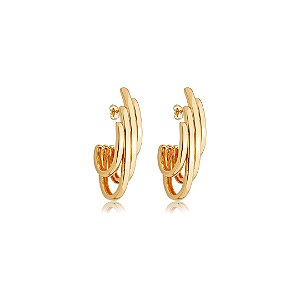 Brinco de argola liso banho em ouro 18k