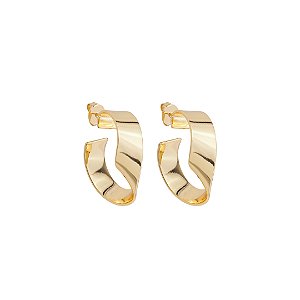Brinco de argola liso banho em ouro 18k