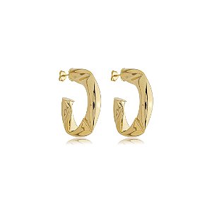 Brinco de argola liso banho em ouro 18k