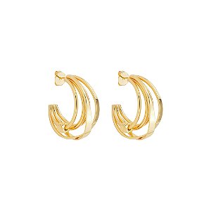 Brinco de argola liso banho em ouro 18k
