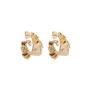 Brinco de argola liso banho em ouro 18k