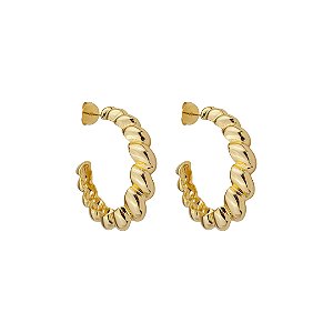 Brinco de argola liso banho em ouro 18k