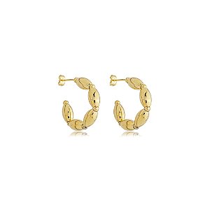 Brinco de argola liso banho em ouro 18k