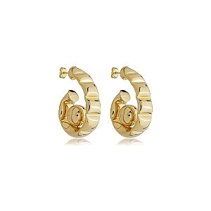 Brinco de argola liso banho em ouro 18k