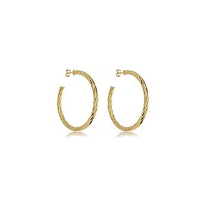 Brinco de argola liso banho em ouro 18k