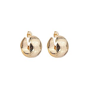 Brinco de argola liso banho em ouro 18k