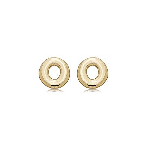 Brinco dourado liso banho em ouro 18k