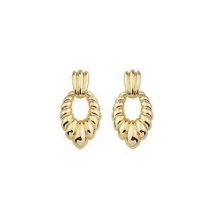 Brinco dourado liso banho em ouro 18k