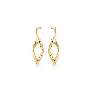 Brinco dourado liso banho em ouro 18k