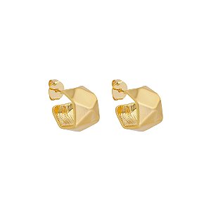 Brinco de argola acetinado banho em ouro 18K