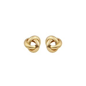 Brinco liso acetinado banho em ouro 18K