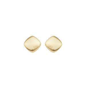 Brinco liso acetinado banho em ouro 18K