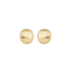 Brinco liso acetinado banho em ouro 18K