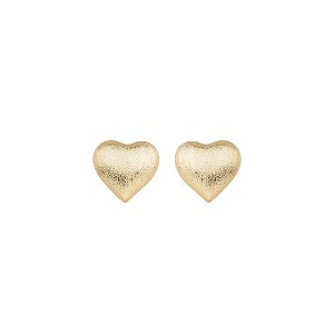 Brinco de coração liso escovado banho em ouro 18K