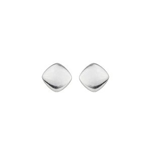 Brinco liso acetinado banho em ródio branco