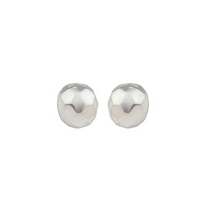 Brinco liso acetinado banho em ródio branco