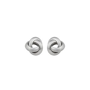 Brinco liso acetinado banho em ródio branco