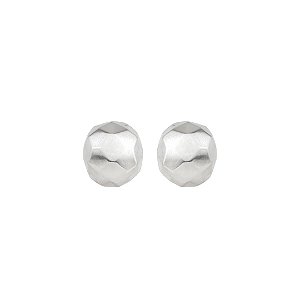 Brinco liso acetinado banho em ródio branco