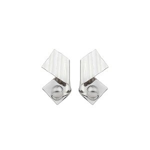 Brinco liso acetinado banho em ródio branco