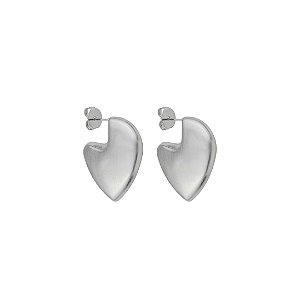 Brinco de argola liso acetinado banho em ródio branco
