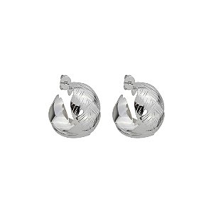 Brinco de argola liso banho em ródio branco