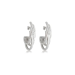 Brinco de argola liso banho em ródio branco
