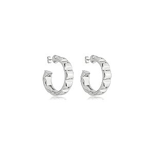 Brinco de argola liso banho em ródio branco