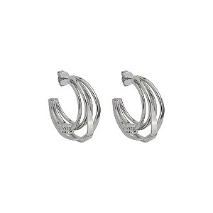 Brinco de argola liso banho em ródio branco
