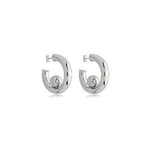 Brinco de argola liso banho em ródio branco
