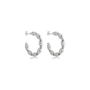 Brinco de argola liso banho em ródio branco