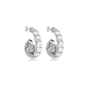 Brinco de argola liso banho em ródio branco