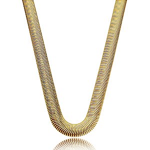 Colar de malha liso banho em ouro 18k