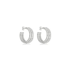 Brinco de argola liso banho em ródio branco