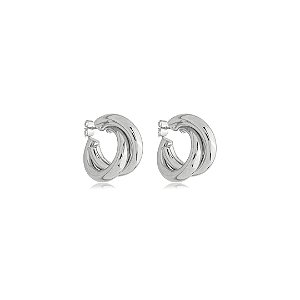 Brinco de argola liso banho em ródio branco