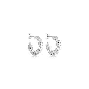 Brinco de argola liso banho em ródio branco