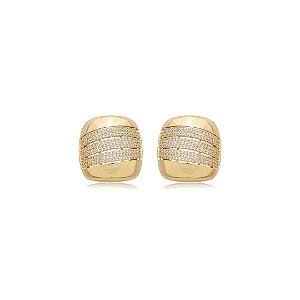 Brinco cravejado de zircônia cristal banho em ouro 18k