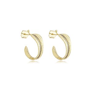 Brinco de argola cravejado de zircônia cristal banho em ouro 18k