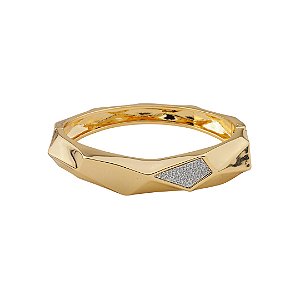 Bracelete com detalhe cravejado de zircônia cristal banho em ouro 18k