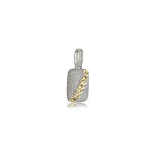 Pingente cravejado de zircônia cristal banho em ródio branco