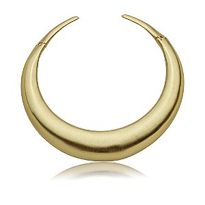 Colar de aro dourado liso acetinado banho em ouro 18k