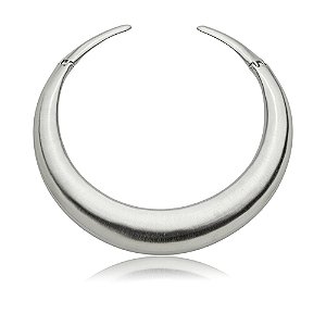 Colar de aro liso acetinado banho em ródio branco