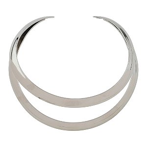 Colar de aro liso banho em ródio branco