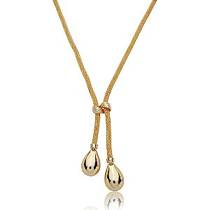 Colar dourado liso banho em ouro 18k