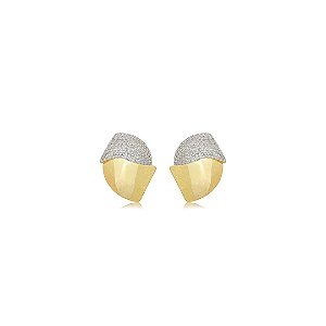 Brinco cravejado de zircônia cristal banho em ouro 18k