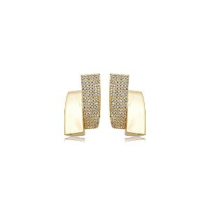 Brinco cravejado de zircônia cristal banho em ouro 18k