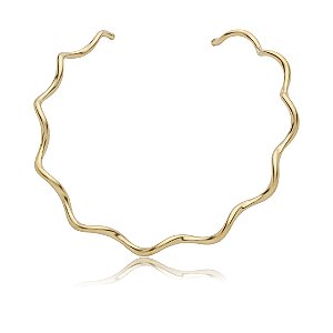 Colar de aro liso acetinado banho em ouro 18k