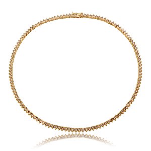 Colar de riviera cravejado de zircônia granada banho em ouro 18k